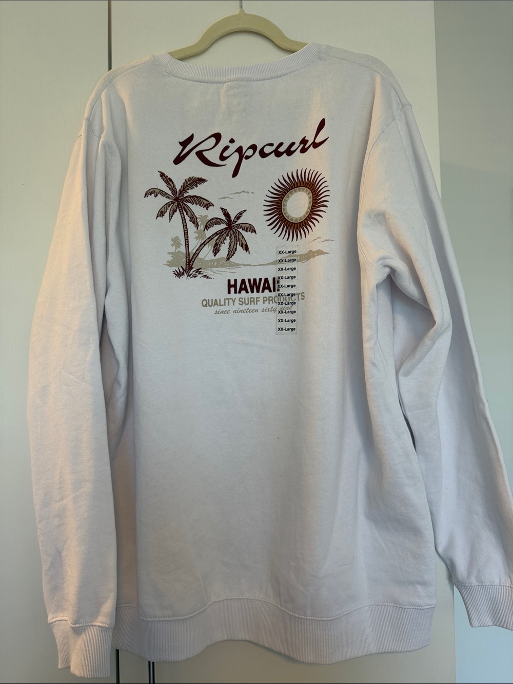 Rip Curl Hawaii Graphic Crewneck Sweatshirt Men’s 2XL White NWT Surf